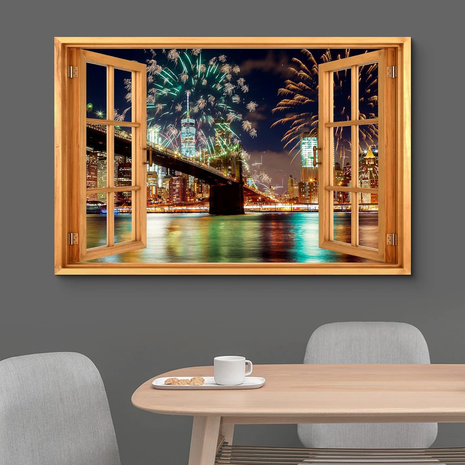 IDEA4WALL Christmas Holiday Celebration " Window View Brooklyn Bridge